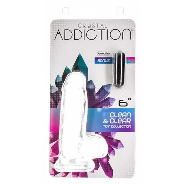 BMS Factory Addiction Crystal Dildo with Balls 6 Clear Dildos