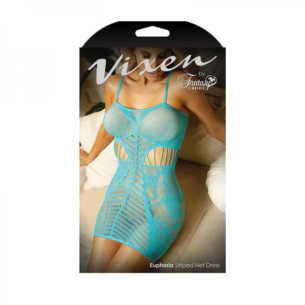 Fantasy Lingerie Vibrators Vixen Stripe Pattern Net Dress Blue LXl Fantasy Lingerie Vibrators Vixen Stripe Pattern Net Dress Blue LXl