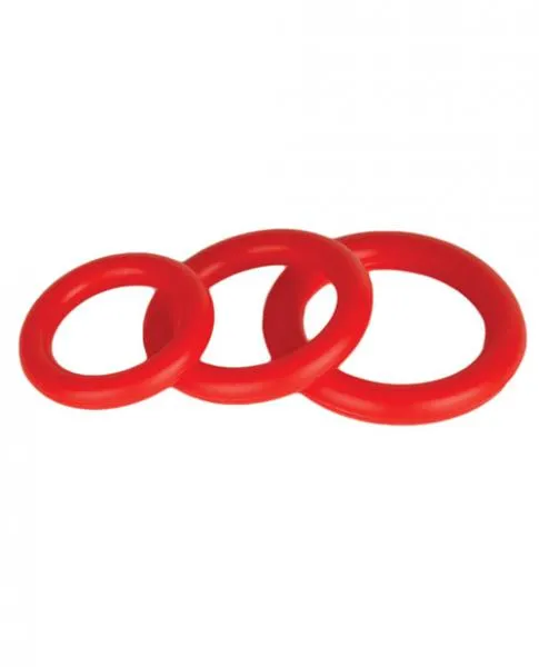 Ignite Power Stretch Silicone Stretchy Rings Red 3 Pack Enhancers