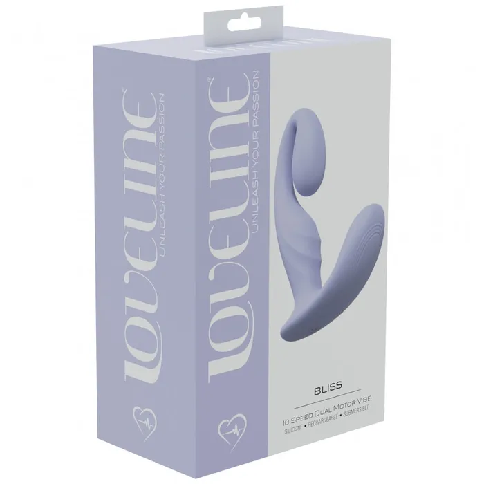 LoveLine Bliss 10 Speed Dual Motor Vibe Sealed Silicone Rechargeable Submersible Lavender Loveline Female Sex Toys