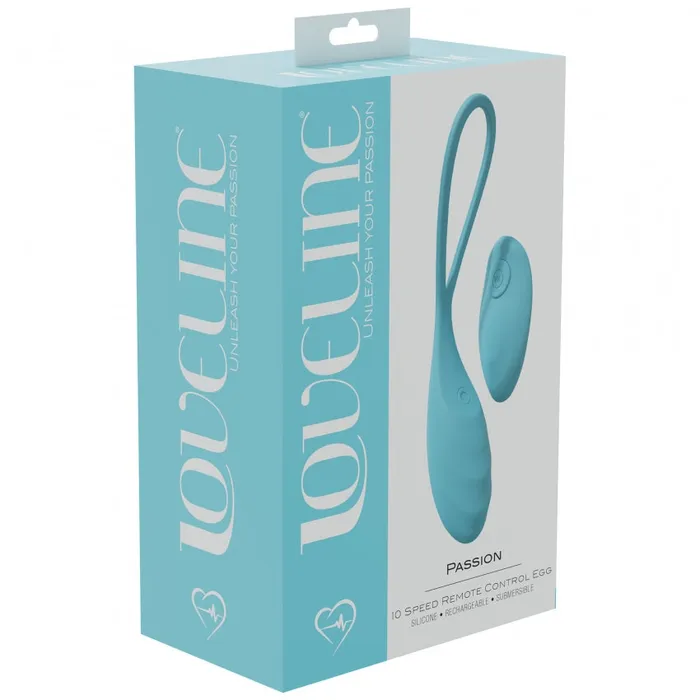 LoveLine Passion 10 Speed Remote Control Egg Sealed Silicone Rechargeable Submersible Blue Loveline Female Sex Toys