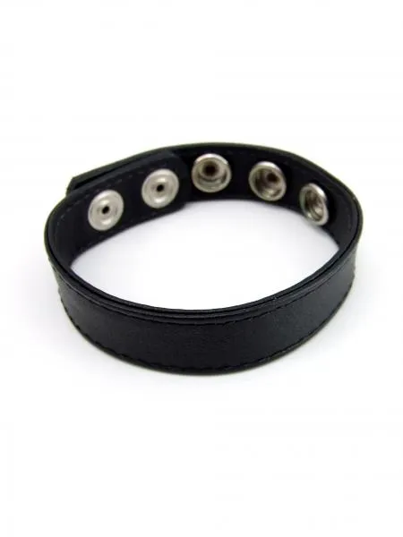 PHS International Male Sex Toys M2 M Cock Ring Sewn Leather 5 Snaps Black