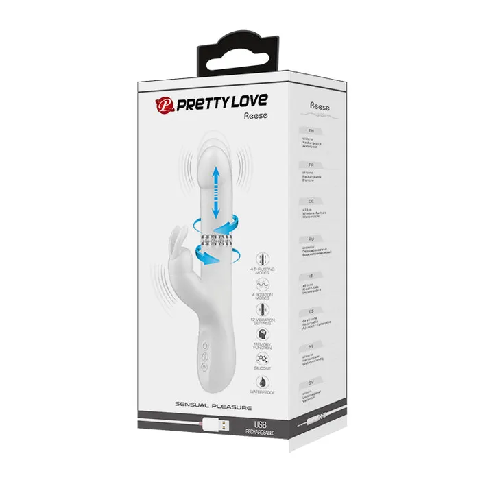 Pretty Love Thrusting Rotating Rabbit Vibrator Reese White Vibrators