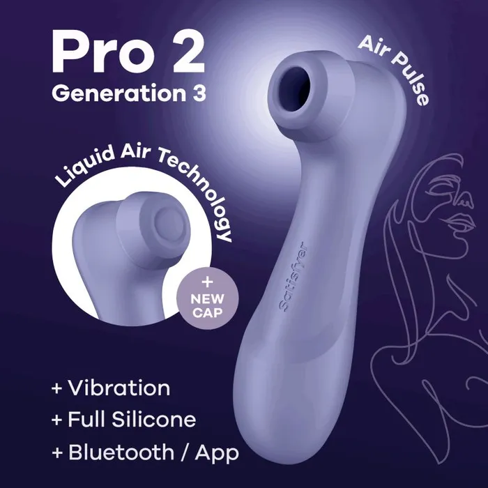 Pro 2 Gen 3 with Liquid Air Vibration and Bluetooth Lilac Satisfyer Male Sex Toys