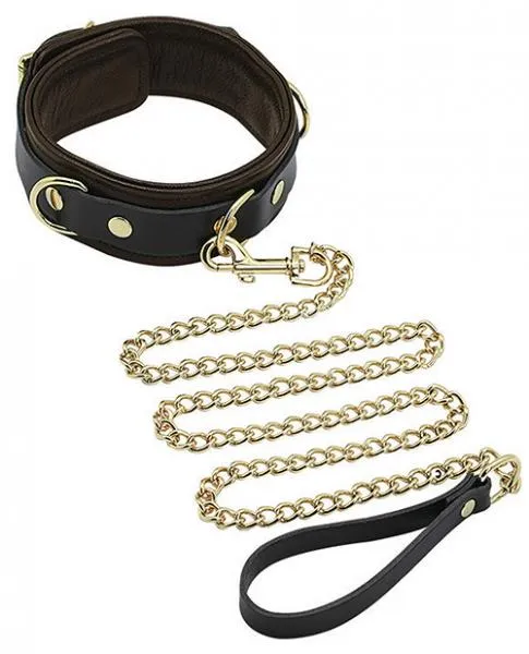 Spartacus Spartacus Collar Leash Brown Leather Gold Accent Hardware Restraints