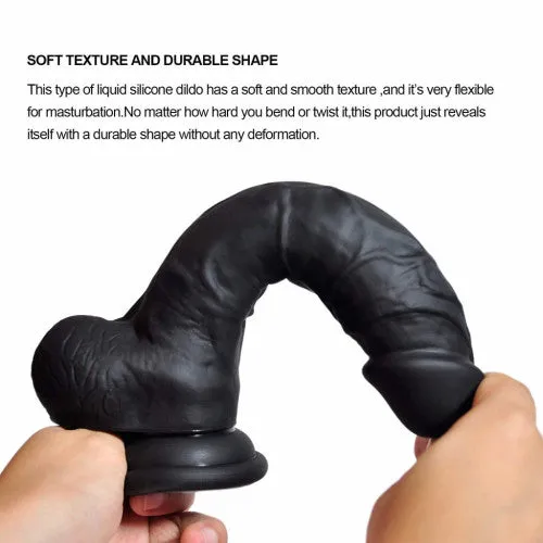 Lealso Large Black Platinum Liquid Silicone Dong 23cm Dildos