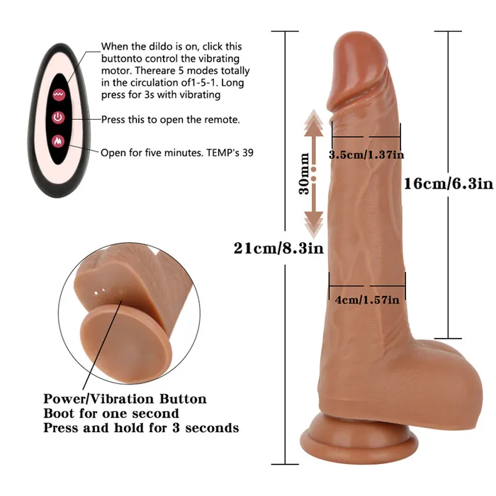 MD Female Sex Toys MD Shaker Remote Control Vibrating Dildo AutoHeating Thrusting 21cm